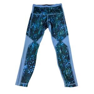 LULULEMON Women's Blue Running In The City Cropped Mesh Leggings Size 6 Yoga Gym